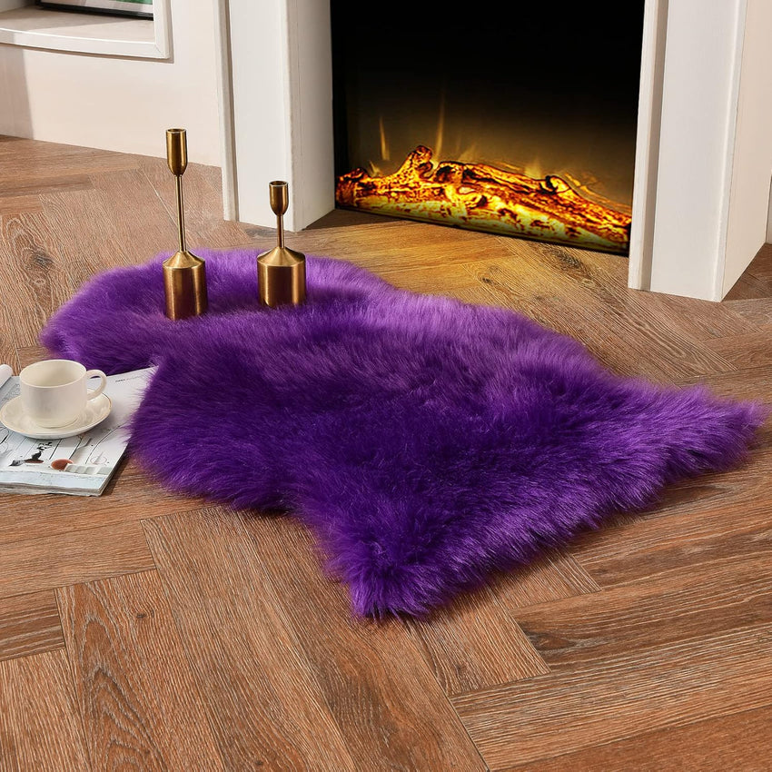 duduta White Faux Sheepskin Throw Rug 2x3 ft, Fluffy Shag Fur Chair Cover Small Bedside Dorm Rug Non Slip Washable