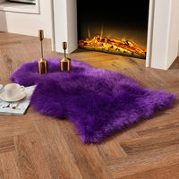 duduta Navy Blue Faux Sheepskin Throw Rug 2x3 ft, Fluffy Shag Fur Chair Cover Small Bedside Dorm Rug Non Slip Machine Washable