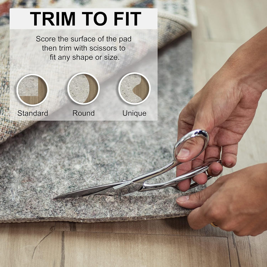 Mohawk Home 8' x 10' Non Slip Grip Rug Pad 1/4" Thick Dual Surface Felt Cushion + Rubber Gripper - Safe for All Floors