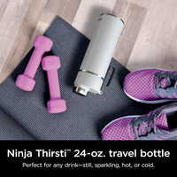 Ninja Thirsti 18oz Travel Water Bottle, For Carbonated Sparkling Drinks, Colder and Fizzier Longer, Leak Proof, 24 Hrs Cold, Dishwasher Safe, Stainless Steel Insulated Tumbler, Cloud White, DW1801WH
