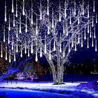 Kwaiffeo Christmas Lights Outdoor, 8 Tubes Meteor Shower Lights LED Snow Falling Icicle Cascading Light for Xmas Tree Wedding Decoration Party, UL Plug, White