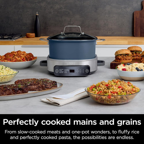 Ninja MC1101 Foodi Everyday Possible Cooker Pro, 8-in-1 Versatility, One-Pot Faster Cooking Replaces 10 Tools, Family-Sized Capacity with Adjustable Temp Control, 6.5 quarts, Midnight Blue