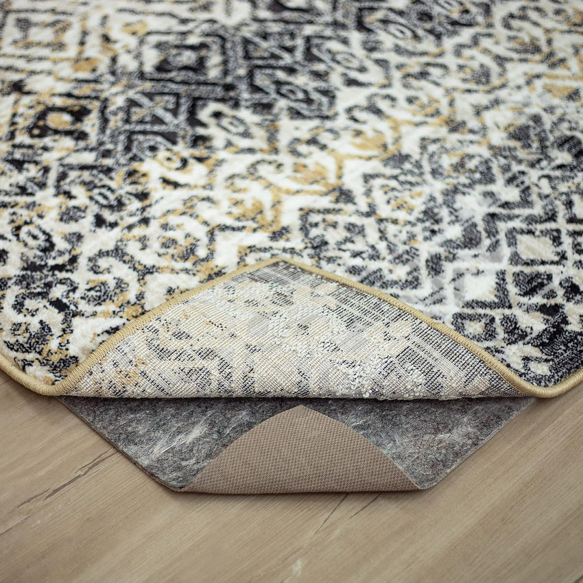 Mohawk Home 8' x 10' Non Slip Grip Rug Pad 1/4" Thick Dual Surface Felt Cushion + Rubber Gripper - Safe for All Floors