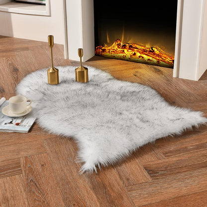 duduta Navy Blue Faux Sheepskin Throw Rug 2x3 ft, Fluffy Shag Fur Chair Cover Small Bedside Dorm Rug Non Slip Machine Washable