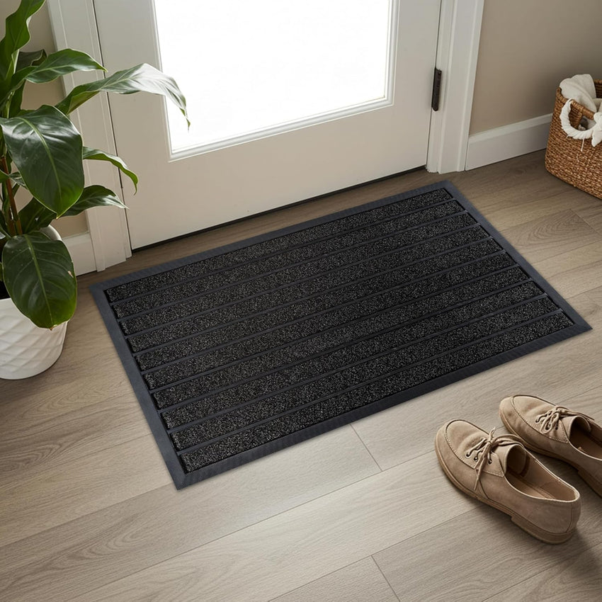 ubdyo Extra Durable Door Mat - Dirt Trapping Outdoor Welcome Mats - Non-Slip Outdoor Indoor Entrance - Low Profile Front Doormat (30" x 17", Bright Brown)