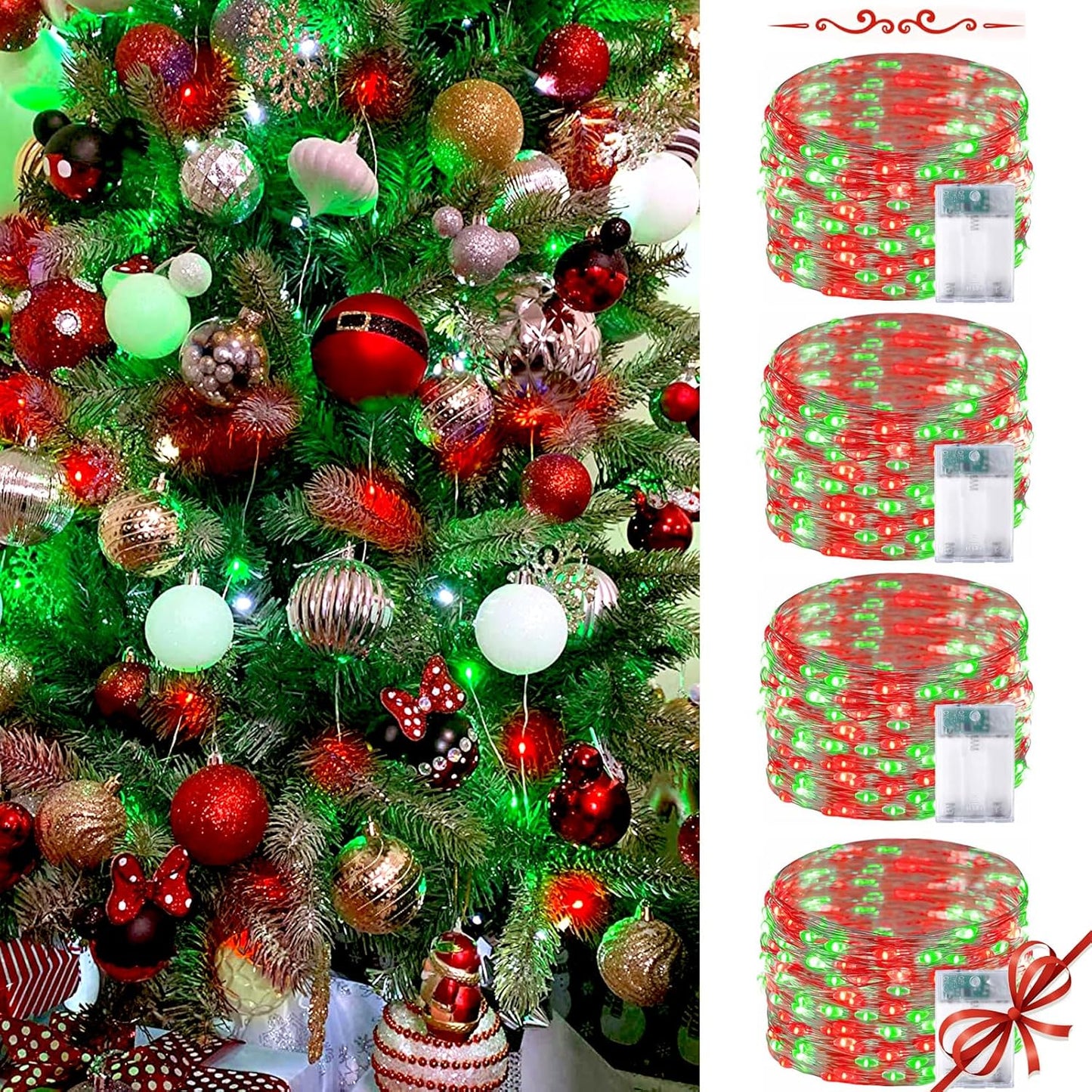 4 Pack 60 LED Fairy Lights Battery Operated with Timer, 20FT Waterproof Twinkle Lights Indoor Outdoor, Cuttable String Lights for Bedroom, Wedding, DIY, Centerpiece, Christmas Decorations (Warm White)