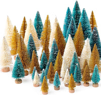 30Pcs Christmas Decorations Mini Christmas Trees, Artificial Christmas Tree Bottle Brush Trees with Wooden Base for Christmas Decor Christmas Party Home Table Craft