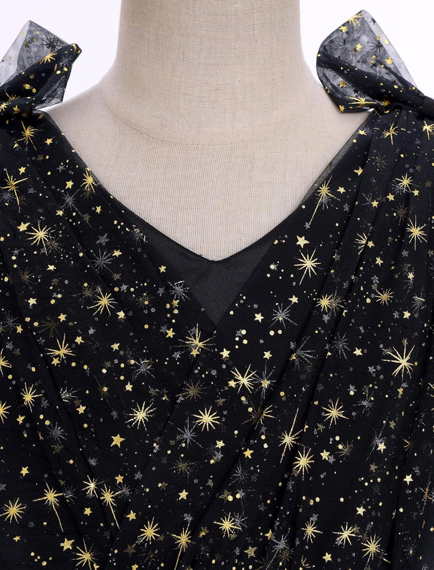 IMEKIS Toddler Kids Girls Tulle Dress Floral Embroidery Sparkly Wedding Party Long Sleeve Fall Photo Shoot Outfit 2-8T