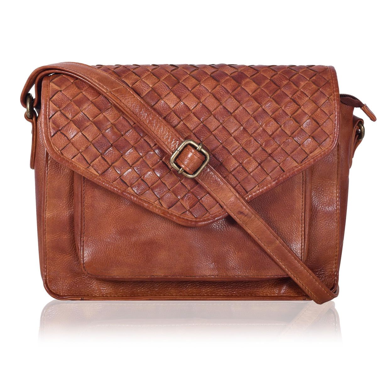 Leather Flapover Crossbody Handbag Purse for Women with Adjustable Strap & Overflap Snap Closure Tote/Bag