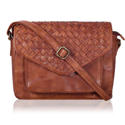 Leather Flapover Crossbody Handbag Purse for Women with Adjustable Strap & Overflap Snap Closure Tote/Bag