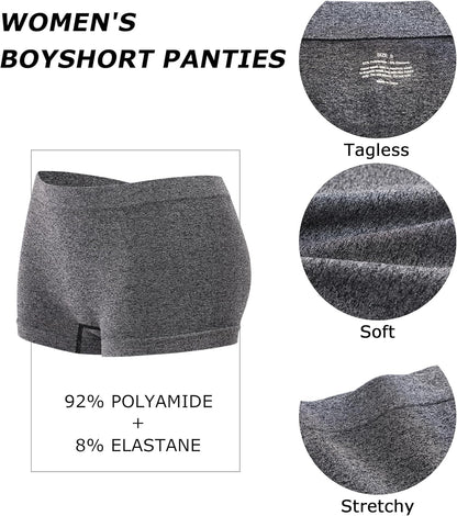 Womens Boyshorts Underwear Seamless Boxer Briefs Full Coverage Soft Stretch Boxer Shorts For Women 4 Pack