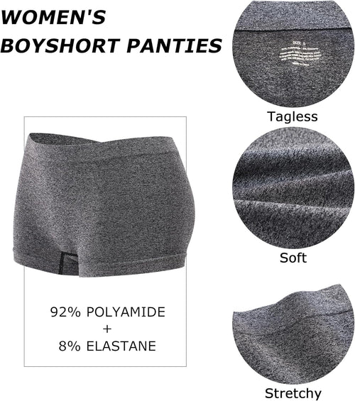 Womens Boyshorts Underwear Seamless Boxer Briefs Full Coverage Soft Stretch Boxer Shorts For Women 4 Pack