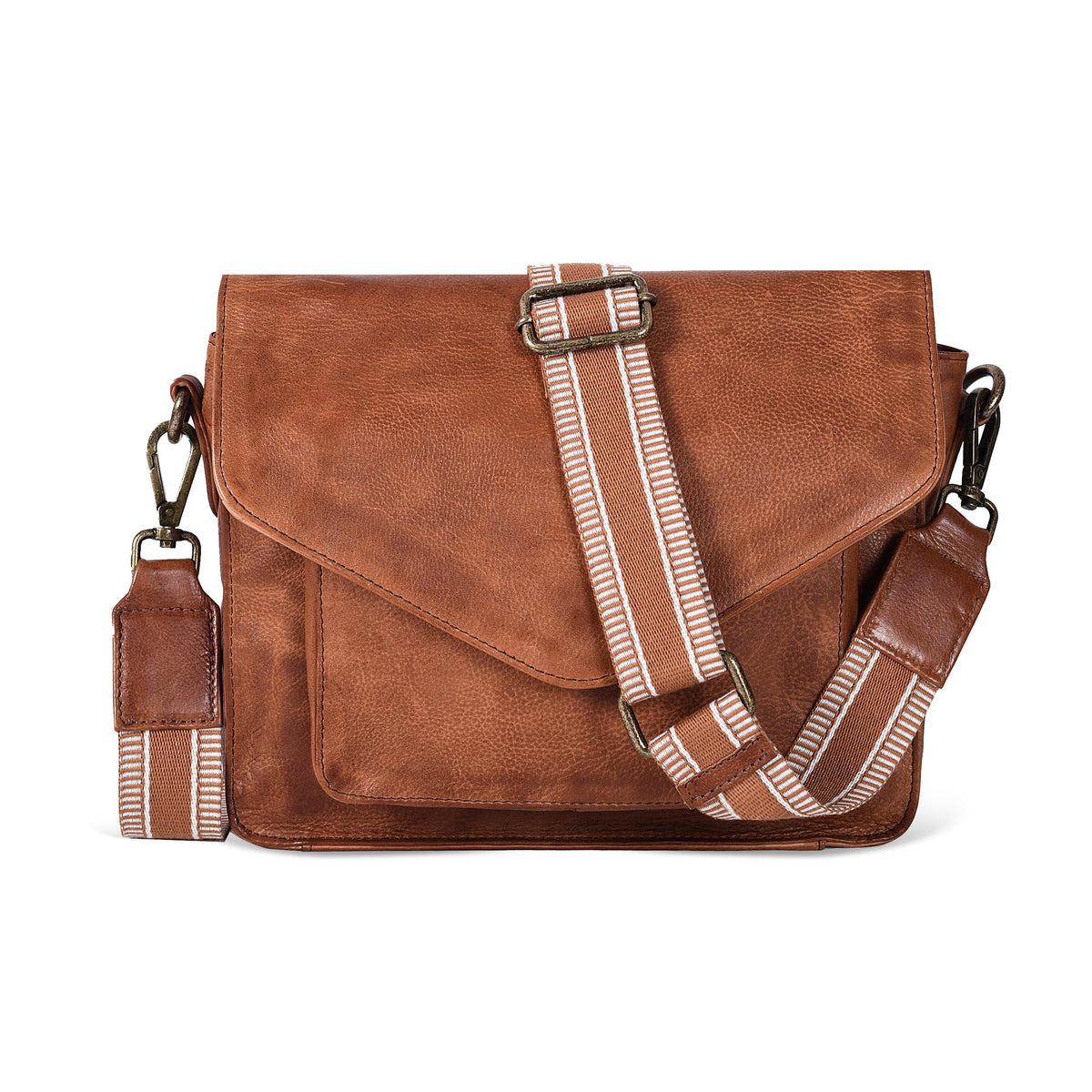 Leather Flapover Crossbody Handbag Purse for Women with Adjustable Strap & Overflap Snap Closure Tote/Bag
