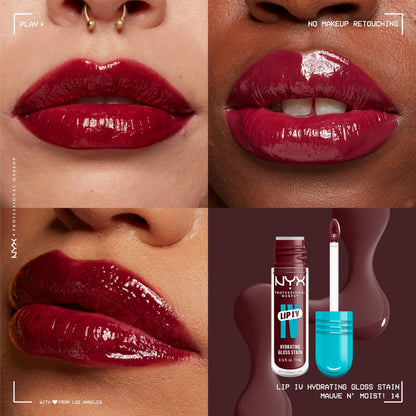 NYX PROFESSIONAL MAKEUP Lip IV Hydrating Glossy Lip Stain with 12HR Hydration - Drippin In Rose (Pink)