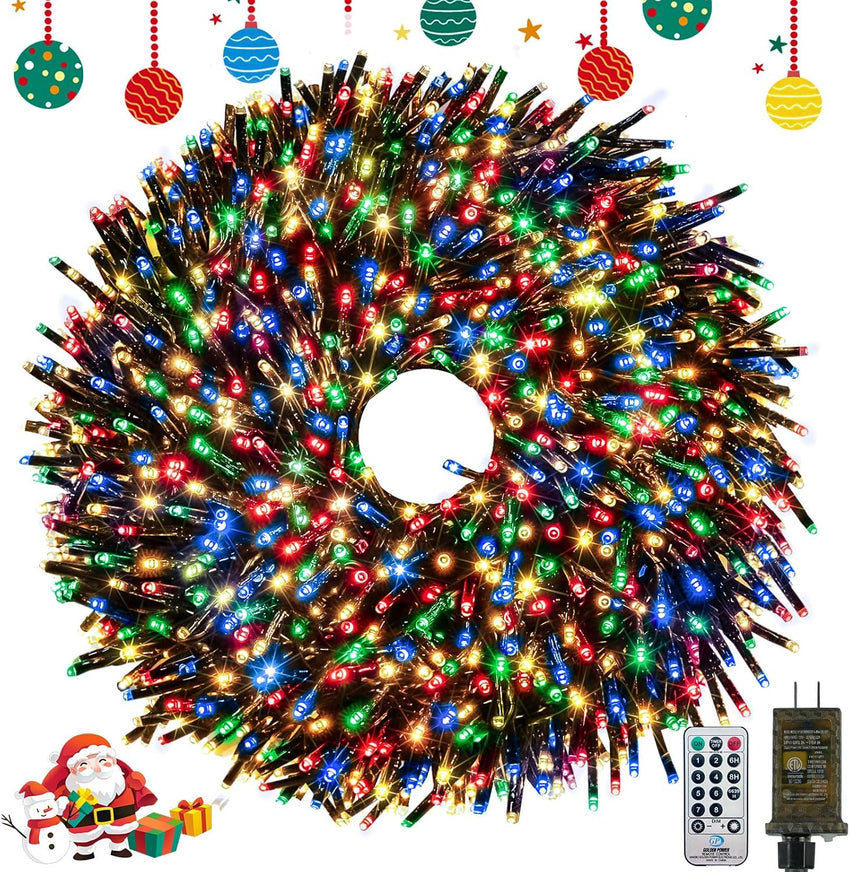 50FT 1000 LED Christmas Cluster Lights, Firecracker String Lights with Remote & 8 Modes & Timer, Waterproof Fairy Twinkle Light Plug in for Indoor Outdoor Party Garden Xmas Tree Decoration, Warm White