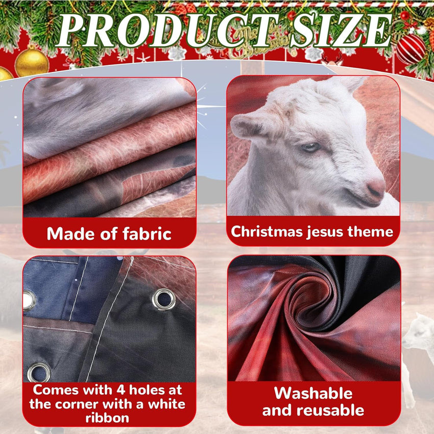 CHUNNIN Nativity Stable Scene Backdrop for Religious Christmas Theme Hanging Banner Supplies Christmas Nativity Scene Sign Manger Backdrop for Winter Holiday Xmas Photoshoot Props Party Decor