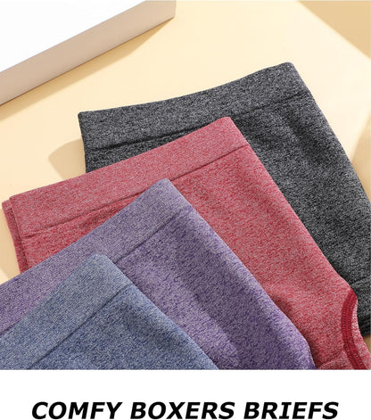 Womens Boyshorts Underwear Seamless Boxer Briefs Full Coverage Soft Stretch Boxer Shorts For Women 4 Pack