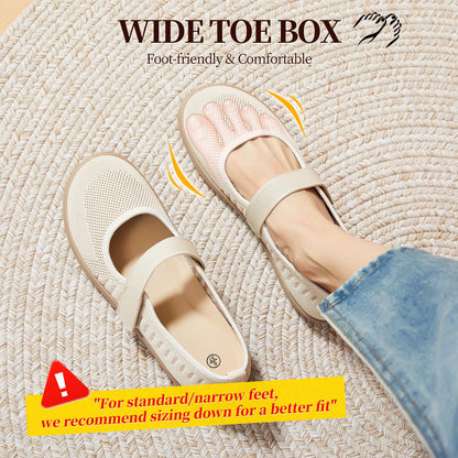 Waluzs Wide Toe Box Flats Shoes Women Knit Mary Jane Dress Shoes WideWaluzs Wide Toe Box Flats Shoes Women Knit Mary Jane Dress Shoes Wide
