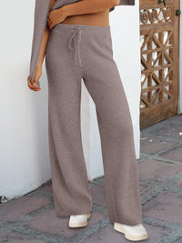 ANRABESS Women Two Piece Outfits Sweater Sets Lounge Waffle Knit Pullover Matching Wide Leg Pants Tracksuit 2025 Fall Fashion