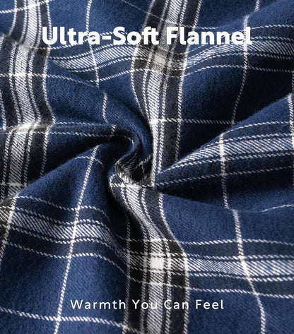 DAVID ARCHY Men's Pajamas Set Flannel Pjs Sets Ultra-Soft Cotton Pajamas for Men Classic Plaid Lounge Set with Roomy Pockets