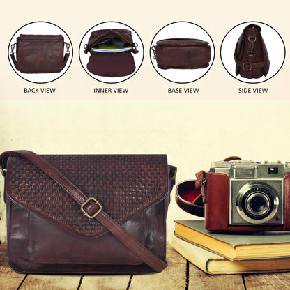 Leather Flapover Crossbody Handbag Purse for Women with Adjustable Strap & Overflap Snap Closure Tote/Bag