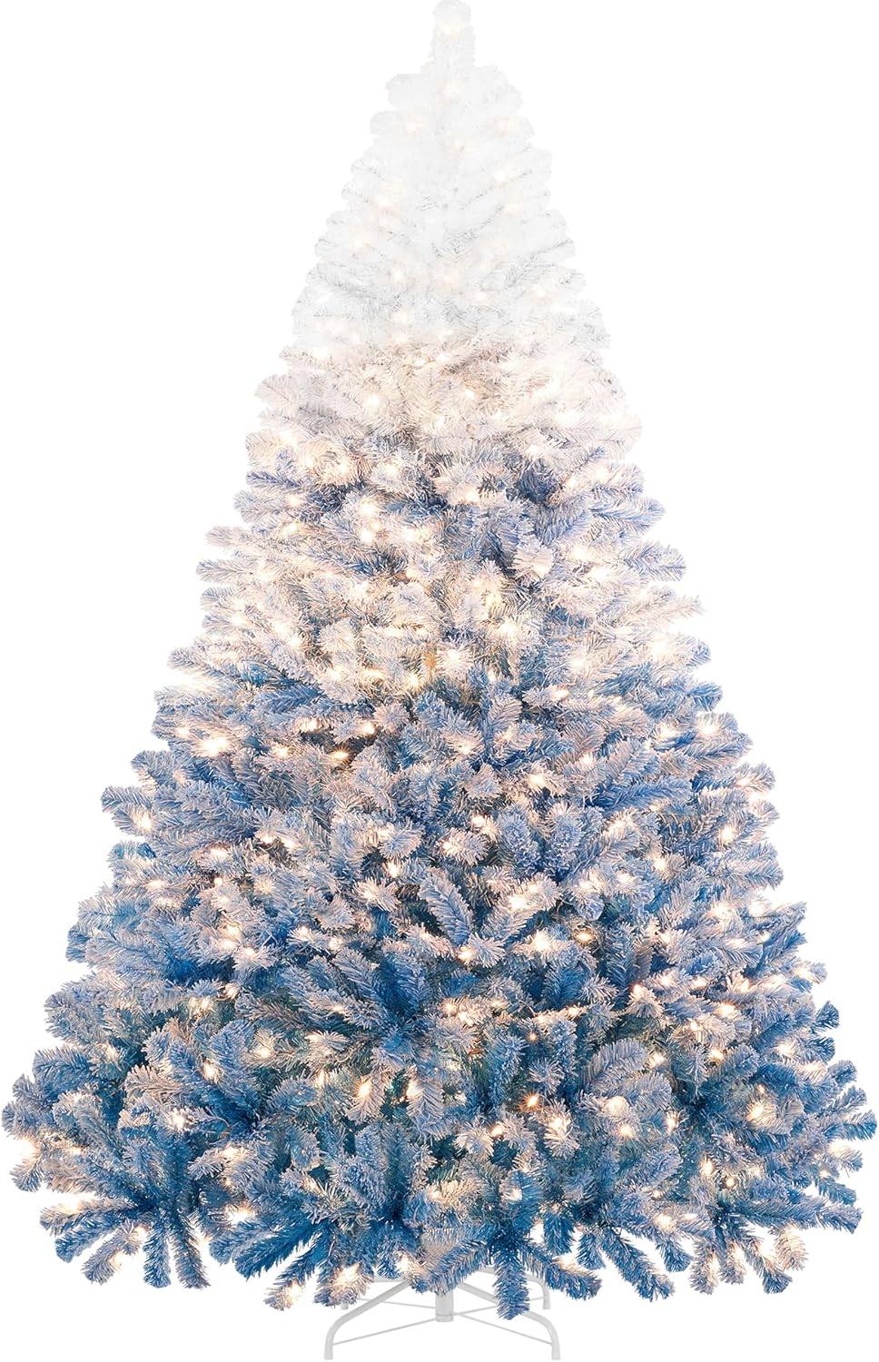 Yaheetech 6ft Snow Flocked Pre-lit Christmas Tree with 250 Warm White Lights, 820 Lush Branch Tips & Quick-Assembly Hinged Design, Full Artificial Xmas Tree for Winter Holiday Décor, Green & White