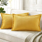 decorUhome Christmas Corduroy Cream White Throw Pillow Covers 18x18 Set of 2 Decorative Soft Boho Farmhouse Euro Couch Pillow Covers for Living Room Bed Sofa Broadside Striped Pillow Cases