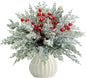 Watayo 45 Pcs Christmas Artificial Pine Branches with Red Berry Stems, 10.5" Faux Evergreen Norfolk Pine Cypress Leaves Stems, Fake Foliage Pine Needles Picks for DIY Craft Garland Home Decor