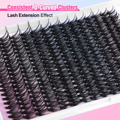 Pawotence Lash Extension Kit DIY 280pcs Lash Clusters Eyelash Extension Kit, 9-16mm 30D 40D Individual Lashes Kit with Lash Bond and Seal, Lash Tweezers for Self Use (30D&40D, 0.07D, 9-16mm, Kit)