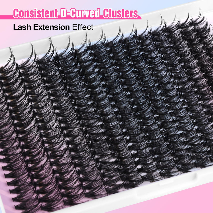 Pawotence Lash Extension Kit DIY 280pcs Lash Clusters Eyelash Extension Kit, 9-16mm 30D 40D Individual Lashes Kit with Lash Bond and Seal, Lash Tweezers for Self Use (30D&40D, 0.07D, 9-16mm, Kit)