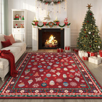 Rugcomf Christmas 3x5 Rug – Red Santa Claus Area Rug, Machine Washable Non-Slip Low Pile Holiday Carpet for Bedroom, Entryway, Bathroom, Kitchen, Bedside, Kids Room