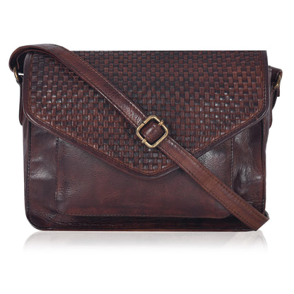 Leather Flapover Crossbody Handbag Purse for Women with Adjustable Strap & Overflap Snap Closure Tote/Bag