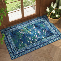 Rugcomf 2x6 Runner Rug Impressionist-Style Vintage Kitchen Rugs Non Slip Washable Soft Carpet Runner for Kitchen Laundry Bedroom Bathroom, Blue