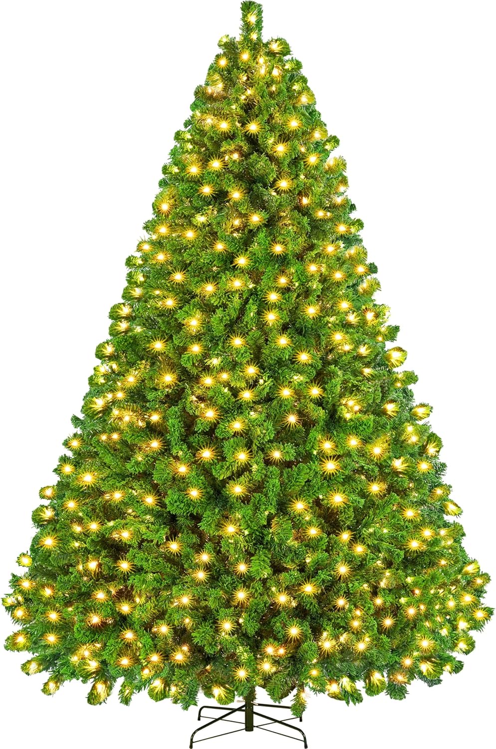 Yaheetech 6ft Snow Flocked Pre-lit Christmas Tree with 250 Warm White Lights, 820 Lush Branch Tips & Quick-Assembly Hinged Design, Full Artificial Xmas Tree for Winter Holiday Décor, Green & White