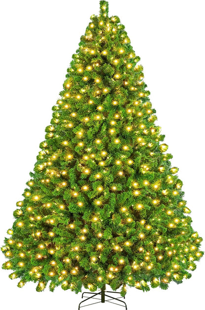 Yaheetech 6ft Snow Flocked Pre-lit Christmas Tree with 250 Warm White Lights, 820 Lush Branch Tips & Quick-Assembly Hinged Design, Full Artificial Xmas Tree for Winter Holiday Décor, Green & White