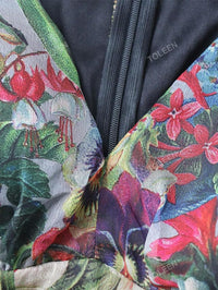 Summer Casual Dresses for Women 2024 Spring Fashion Boho V Neck Long Sleeve Ruffle Floral Print Elegant Maxi Dress