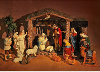 Fovths 17 Pieces Lighted Nativity Christmas Nativity Stable Manger Religious Nativity Stable Manger Figurine Resin Decor for Deluxe Edition Led Nativity Tabletop Holiday Centerpieces Decor, 7 Inch