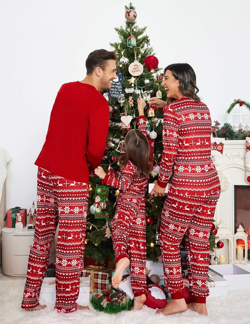 Ekouaer Family Christmas Pajamas Matching Sets Womens Mens Pjs Long Sleeve Sleepwear Holiday Lounge Sets