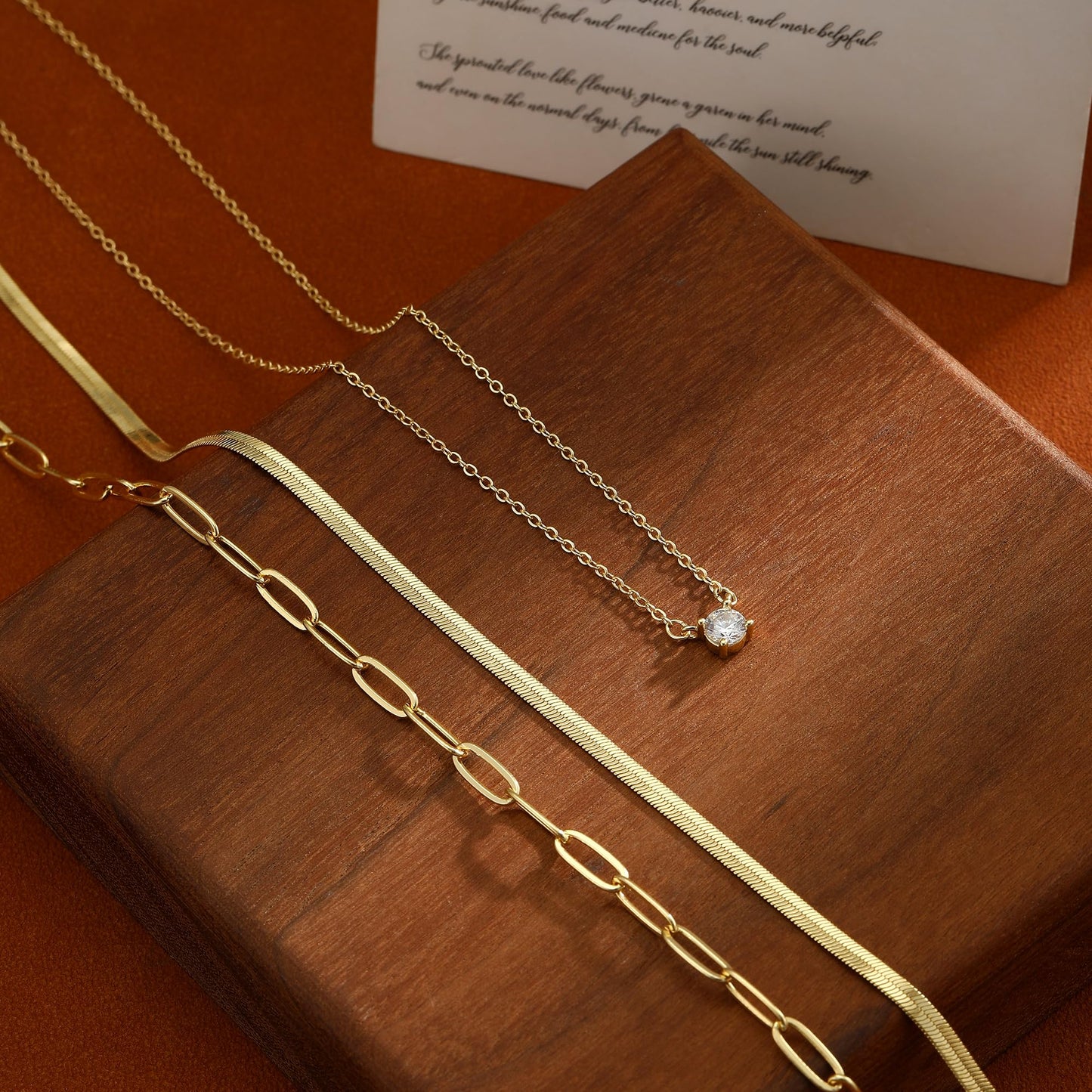 Coshilta Layered Gold Necklaces for Women, 14K Plated Gold Sterling Silver Plated Dainty Pendant Necklace Set with Cubic Zirconia,Stackable Chain Choker,Trendy Personalized Jewelry Gift Non Tarnish