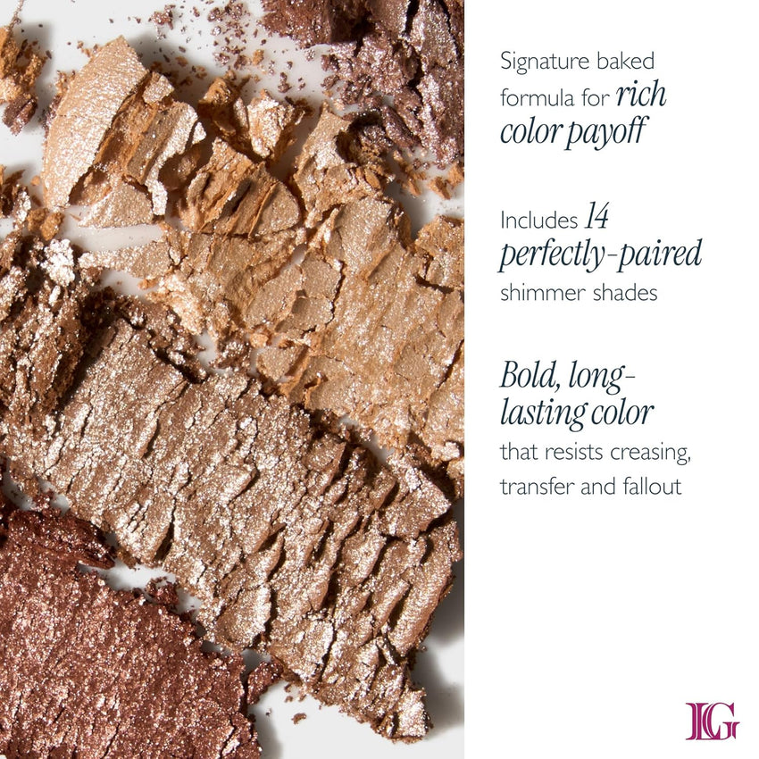 LAURA GELLER NEW YORK The Delectables Soho Shimmers Eyeshadow Palette - Includes 14 Shimmer-Finish Baked Eyeshadows in Stunning Neutral Shades - Long-Lasting High-Shine Eyeshadows for Everyday