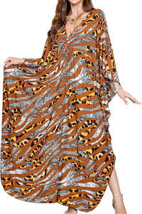 Women Kaftan Dresses Plus Size V-Neck Batwing Sleeves Beach Cover Up 2025 Summer Floral Print Caftan Dress