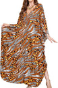 Women Kaftan Dresses Plus Size V-Neck Batwing Sleeves Beach Cover Up 2025 Summer Floral Print Caftan Dress