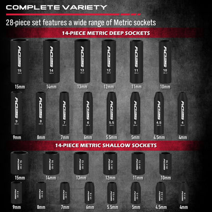 Hex Bit Impact Socket Set: 36-Piece with 4 Adapters, 1/4" 3/8" 1/2" Drive Master Allen Impact Socket Set, SAE and Metric, H5-H19 & 3/4"-5/64", Heavy Duty Storage Case, Automotive Mechanic