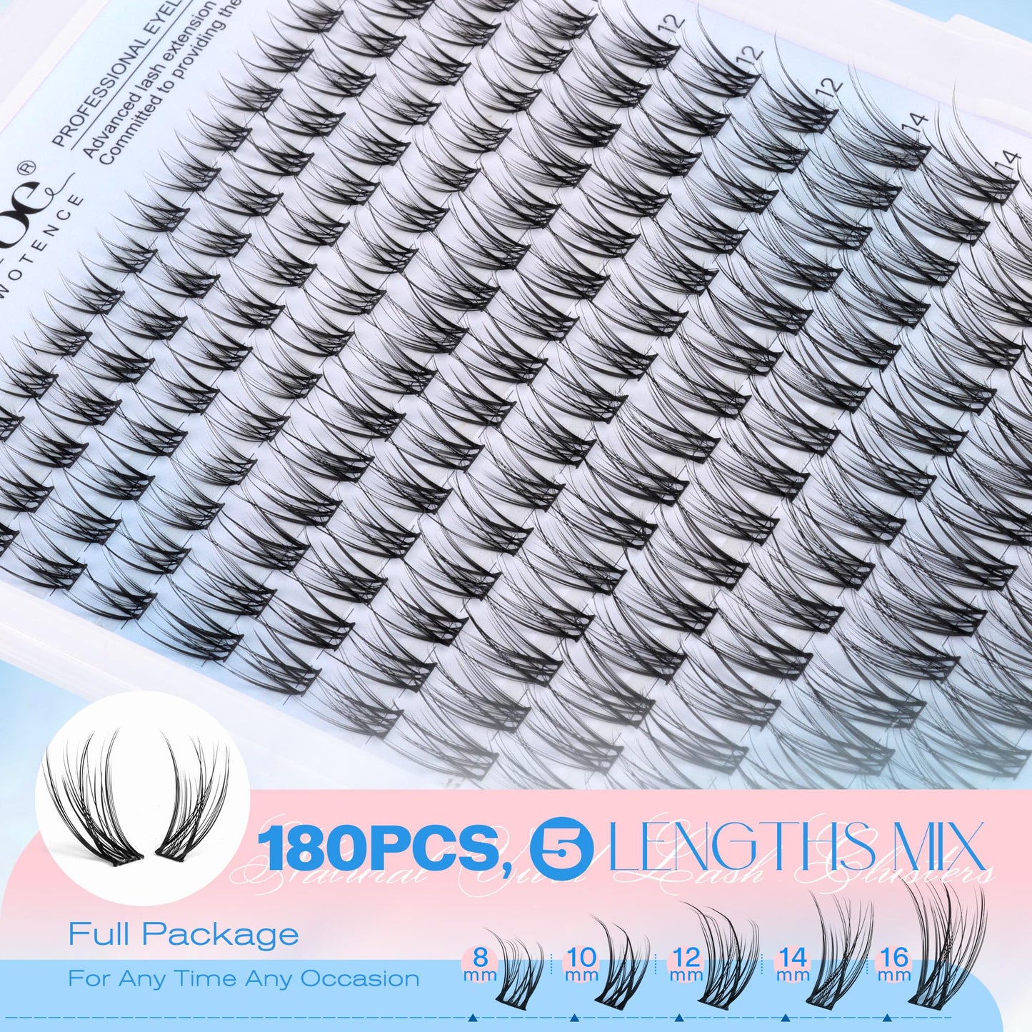 Pawotence Lash Extension Kit DIY 280pcs Lash Clusters Eyelash Extension Kit, 9-16mm 30D 40D Individual Lashes Kit with Lash Bond and Seal, Lash Tweezers for Self Use (30D&40D, 0.07D, 9-16mm, Kit)