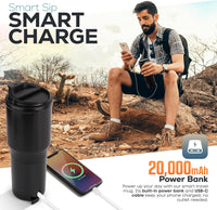 TITAN Heated Coffee Mug, 15 oz. 15 Hour Battery Life, Self-Heating, Battery Powered, Adjustable Temperature, LCD Screen, Portable Charger, Great for Coffee and Tea Lovers (Black)