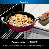 Ninja, Cookware, Steamer, Strainer Basket, Glass Lid and Spatula, Foodi NeverStick PossiblePan, Premium Set with 4-Quart Capacity Pan, Nonstick, Durable, Oven Safe Cookware, Cherry Tart, CW102RD