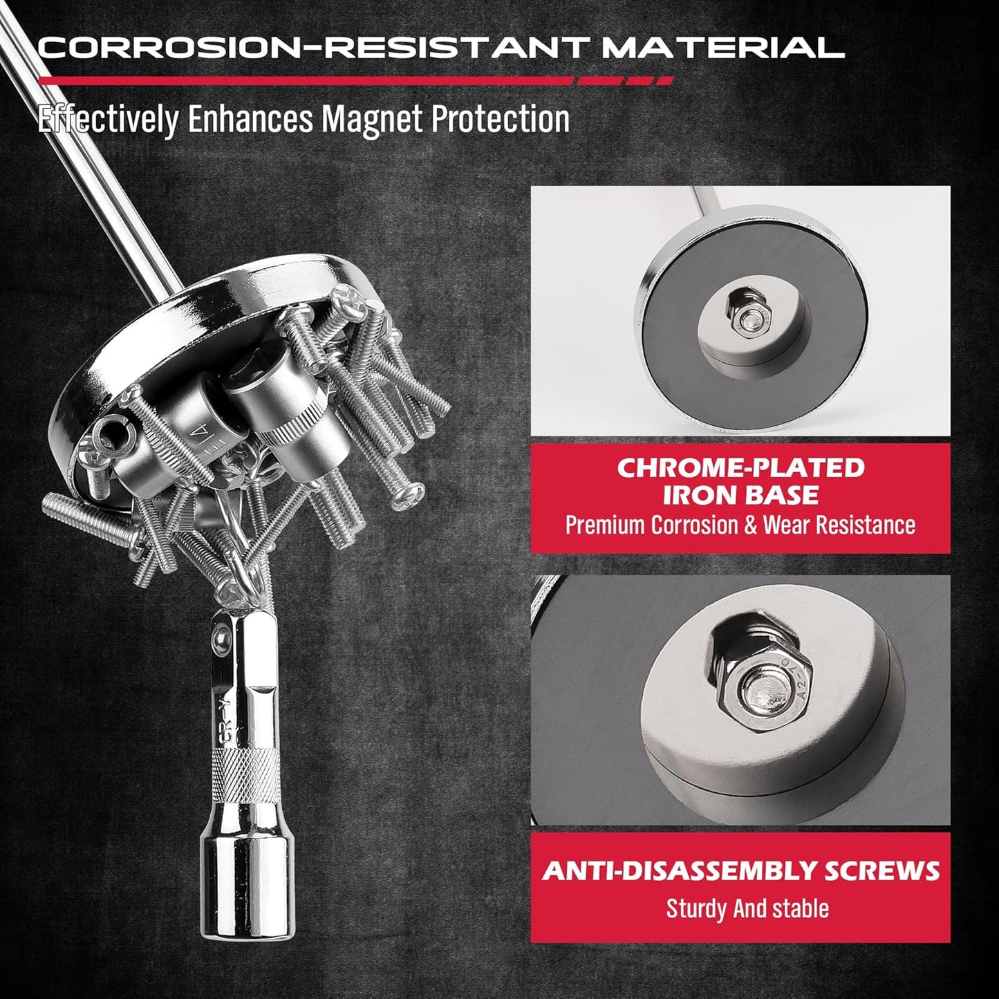 Telescoping Magnetic Sweeper Pickup Tool: Strong Magnet Pick up Nails Screws and Metal Parts Nut Bolts Steel Iron Parts Finder 35LB Pull Capacity Retractable 8.6" to 33" Telescopic Stick