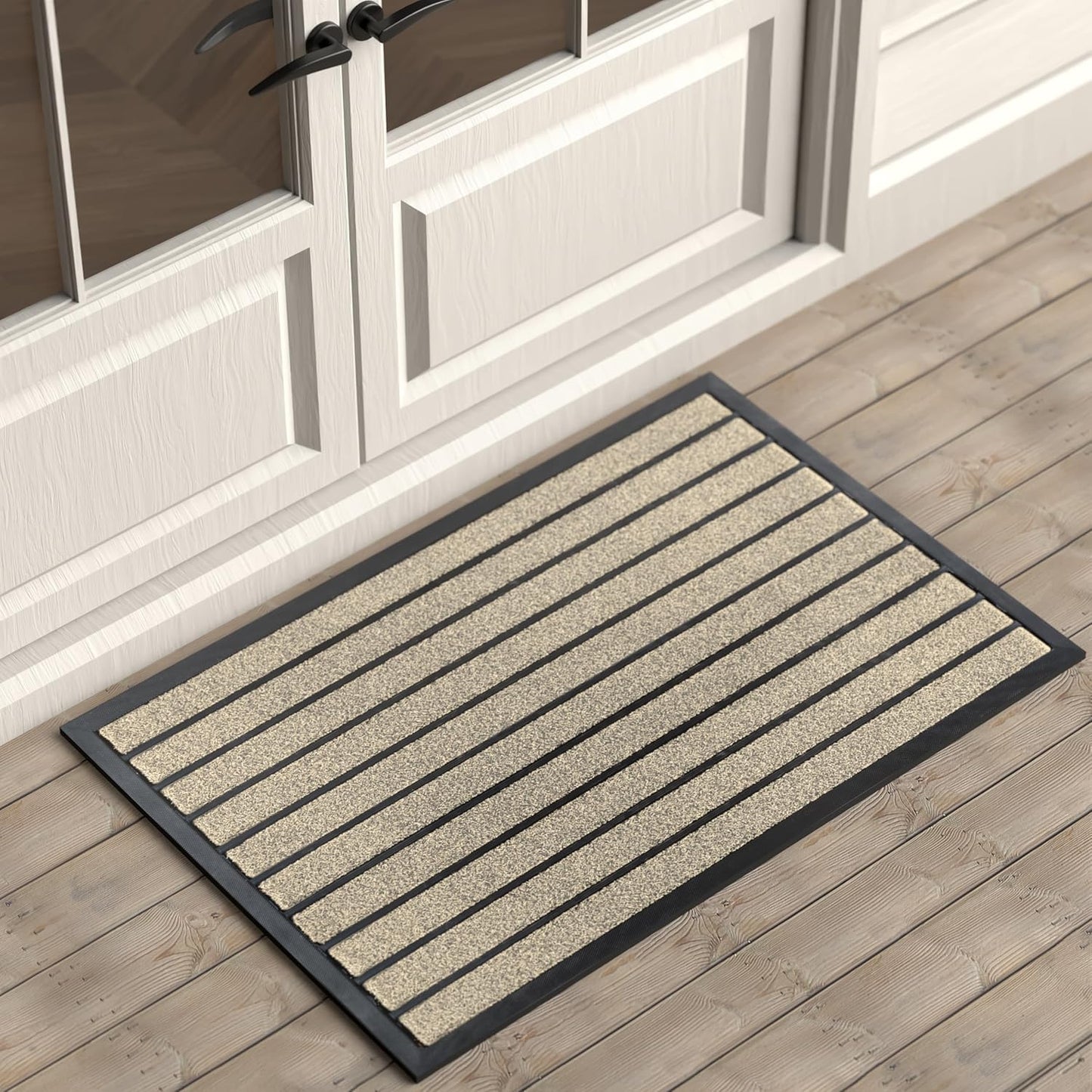 ubdyo Extra Durable Door Mat - Dirt Trapping Outdoor Welcome Mats - Non-Slip Outdoor Indoor Entrance - Low Profile Front Doormat (30" x 17", Bright Brown)