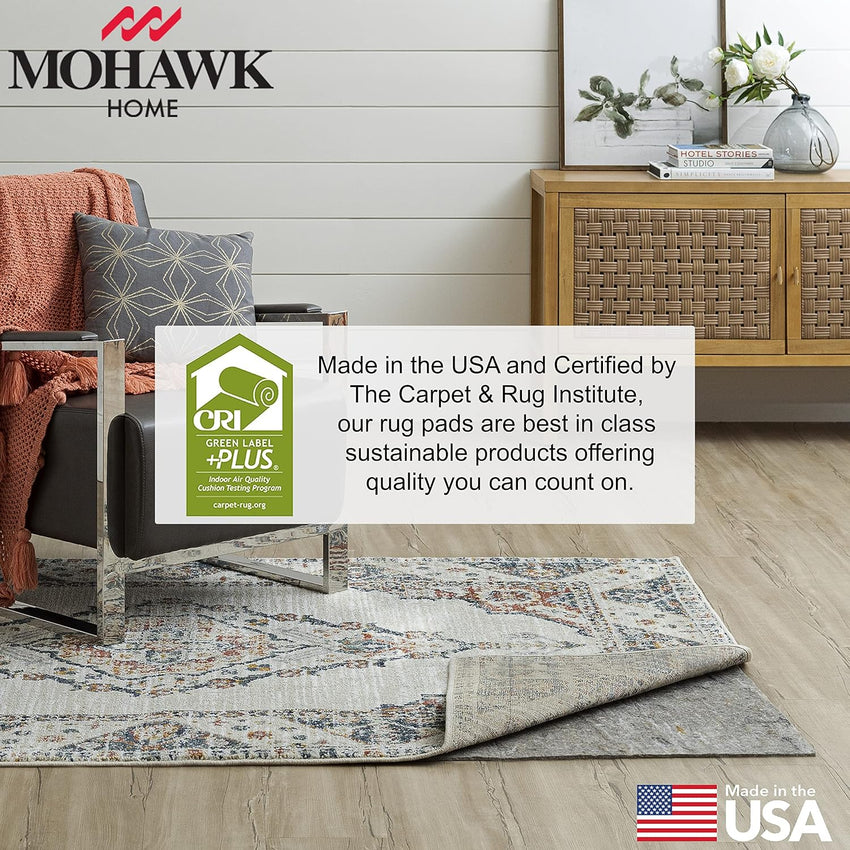 Mohawk Home 8' x 10' Non Slip Grip Rug Pad 1/4" Thick Dual Surface Felt Cushion + Rubber Gripper - Safe for All Floors
