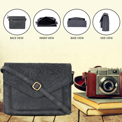 Leather Flapover Crossbody Handbag Purse for Women with Adjustable Strap & Overflap Snap Closure Tote/Bag